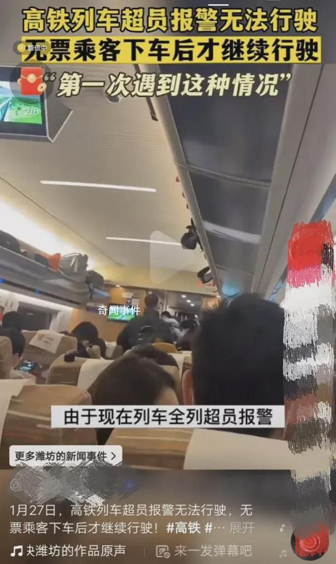 高鐵超員報警無法行駛 無票乘客下車