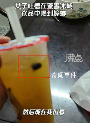蜜雪冰城回應(yīng)顧客喝到大蟑螂 正在核查后續(xù)會(huì)給顧客交代
