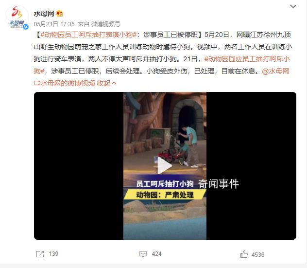 動(dòng)物園回應(yīng)員工呵斥抽打小狗 小狗受皮外傷已處理