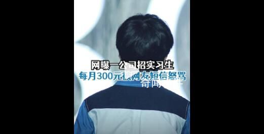 南寧一公司招實習生月薪300元被罵 回應：行情不好