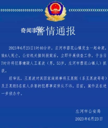 警方通報(bào)一家六口遇害:嫌犯被抓