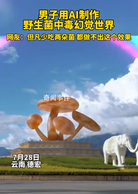 網(wǎng)友用AI還原吃菌子中毒后的世界 網(wǎng)友：但凡少吃兩朵菌都做不出這個效果