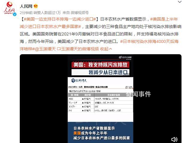 媒體:美國一邊支持排海一邊減少進口