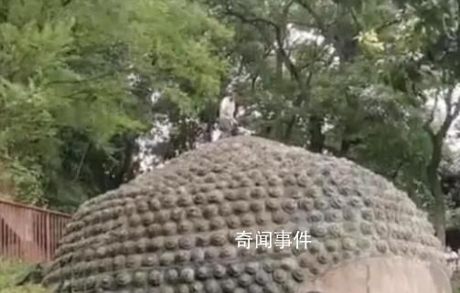 景區(qū)回應(yīng)一男子爬上樂山大佛頭頂 后續(xù)處理情況尚不清楚