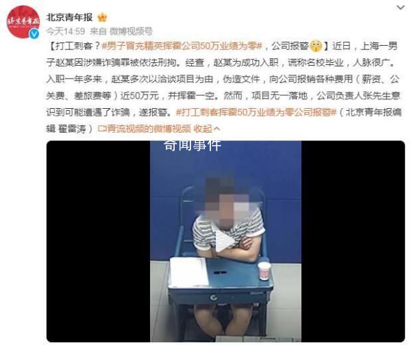 上海男子冒充精英揮霍50萬業績為0 項目無一落地