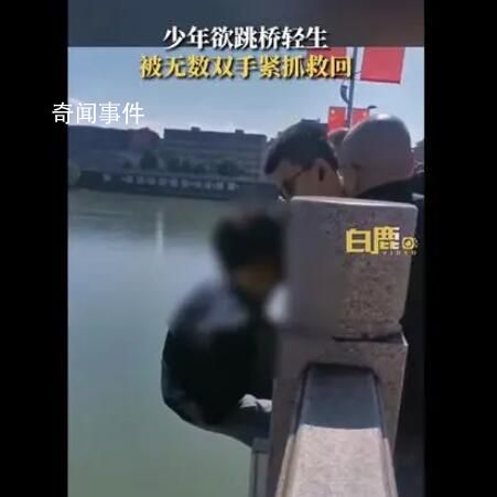 少年欲跳橋輕生被無數(shù)雙手緊抓救回