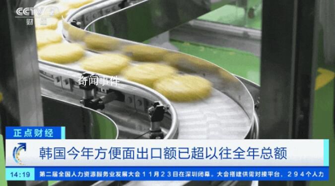 韓國方便面出口破紀錄 打破了年度最高紀錄