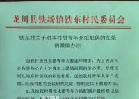 廣東一村促成1名男青年結婚獎六百 引發關注