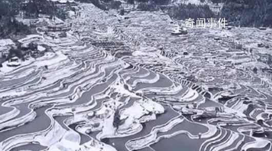 貴州梯田雪后形成大地指紋 大自然饋贈的美景