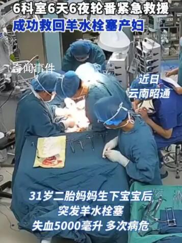 6科室6天6夜成功救回羊水栓塞產婦